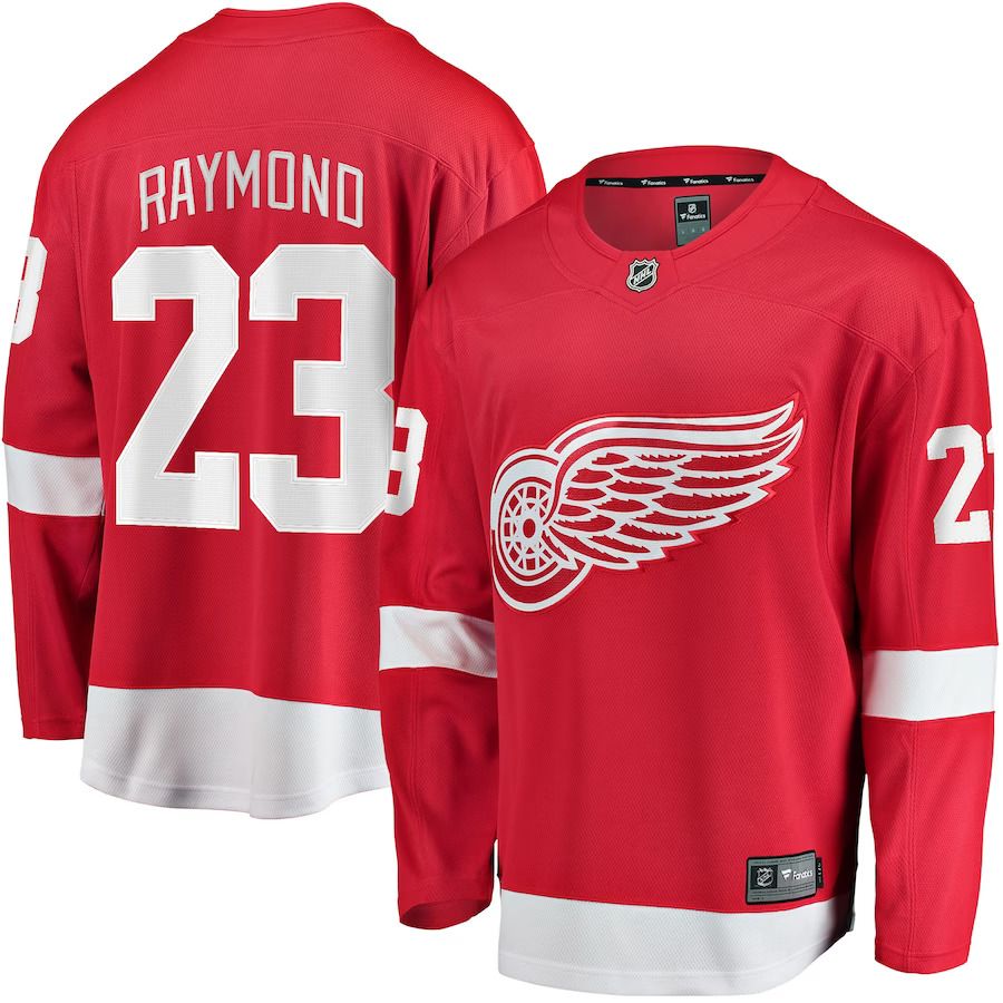 Men Detroit Red Wings #23 Lucas Raymond Fanatics Branded Red Home Breakaway Player NHL Jersey->women nhl jersey->Women Jersey